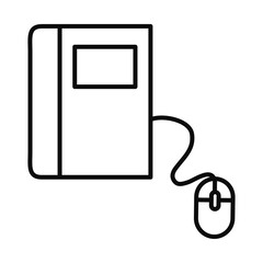 online education concept, academic book with cursor device icon, line style