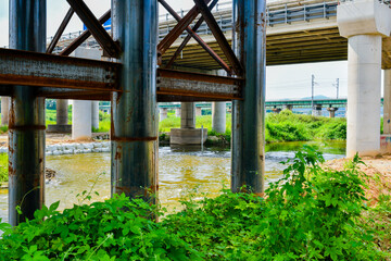 Iron substructure of bridge
