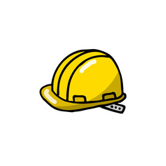 construction helmet doodle icon, vector illustration
