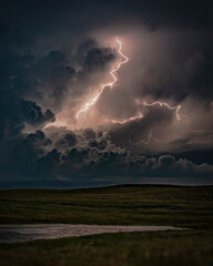 Fototapeta na wymiar Lightning storm over the Nebraska Sandhills