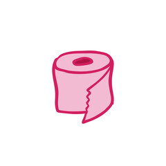 toilet paper doodle icon, vector illustration