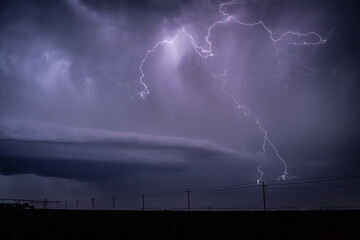 Naklejka na ściany i meble Lightning Storm on the Great Plains