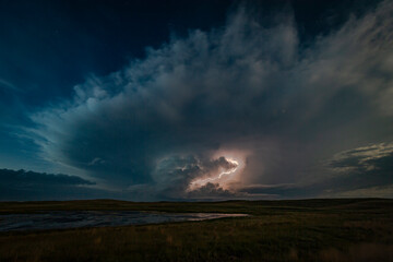 Naklejka na ściany i meble Lightning storm over the Nebraska Sandhills