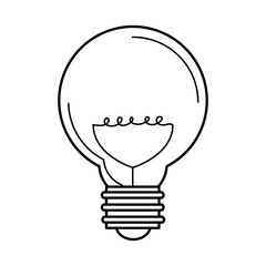 electric light bulb, round lamp, eco idea metaphor, isolated icon line style