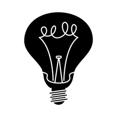 electric light bulb, round lamp, eco idea metaphor, isolated icon silhouette style