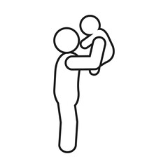 pictogram man holding up a baby, line style