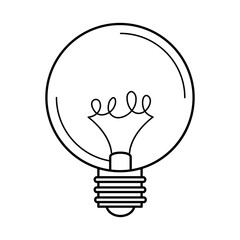 electric light bulb, round lamp, eco idea metaphor, isolated icon line style