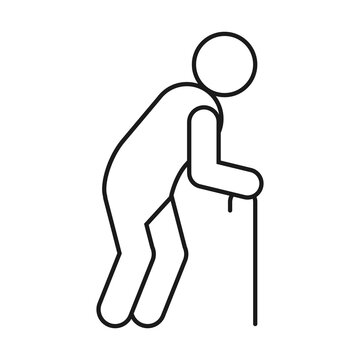 recommend clip art: pictogram old man with a cane, line style