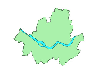 Seoul map with Hangang river. Colored vector illustration.