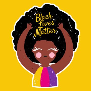 black lives matter illustration with cute black woman