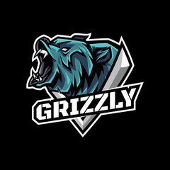 Angry Bear Head Mascot Logo Esport