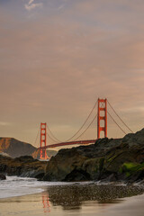 Sunrise Over Baker Beach and Golden Gate Bridge