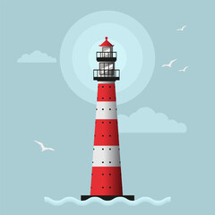 lighthouse on the seashore vector flat design