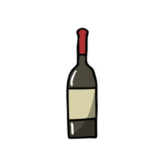 bottle of wine doodle icon, vector illustration