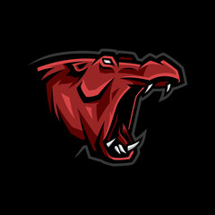 Angry Hippo Head Mascot Logo Illustration © mrasyidkvec