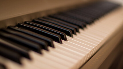Primer plano de un teclado electr&oacute;nico visto desde la izquierda en diagonal