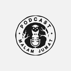 Podcast Horror Logo Design Template