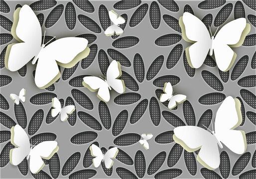 seamless pattern with flowers with butterflies