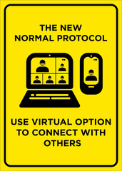 Vector Poster: The New Normal Protocol, Use Virtual Option to Connect with Others