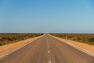 A lonely straight highway on the Nullarbor, South Australia