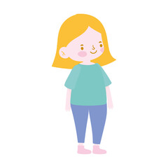 cute little girl cartoon character isolated icon design white background