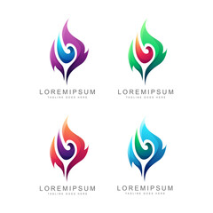 Set of Colorfull Flame Logo Design Vector