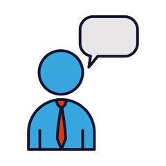 online education concept, pictogram teacher with speech bubble icon, line and fill style