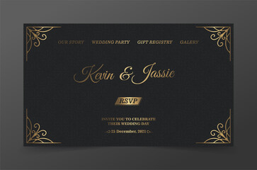 Golden elegant wedding landing page