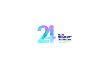 24 years anniversary celebration logotype. anniversary logo with watercolor purple and blue  isolated on white background, vector design for celebration, invitation card, and greeting card-vector