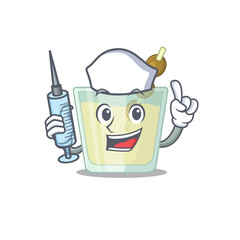Martini cocktail humble nurse mascot design with a syringe