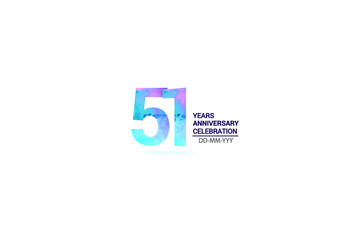 51 years anniversary celebration logotype. anniversary logo with watercolor purple and blue  isolated on white background, vector design for celebration, invitation card, and greeting card-vector