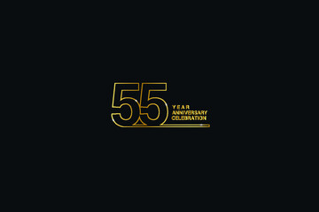 55 years anniversary celebration logotypes. anniversary logo with golden and Spark light white color isolated on black background, vector design for celebration, invitation, greeting-Vector