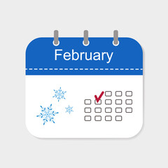 Calendar icon February with pattern isolated on white background