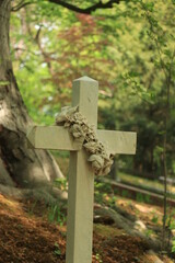 decorated cross gravestone