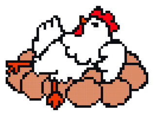 Fototapeta premium chicken pixel art on white background.