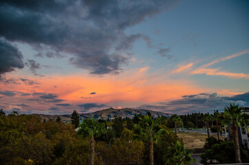 Beautiful sunrise over the mountains Mission Peak, California
