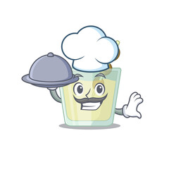 mascot design of martini cocktail chef serving food on tray