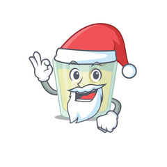 cartoon character of martini cocktail Santa having cute ok finger