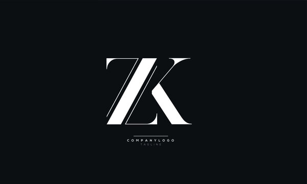ZK Letter Logo Alphabet Design Icon Vector Symbol