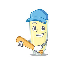 Attractive screaming orgasm cocktail caricature character playing baseball