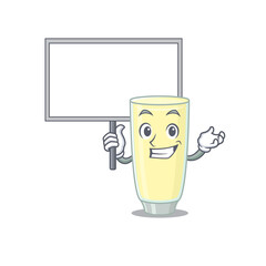 Cartoon picture of screaming orgasm cocktail mascot design style carries a board