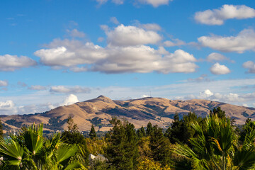 Beautiful clouds over the mountains Mission Peak, California