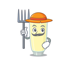 Screaming orgasm cocktail mascot design working as a Farmer wearing a hat