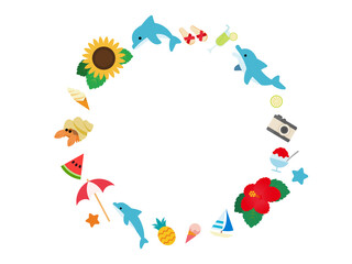 夏　海　背景素材　フレーム