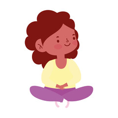 little girl sitting crossed legs character isolated icon design white background