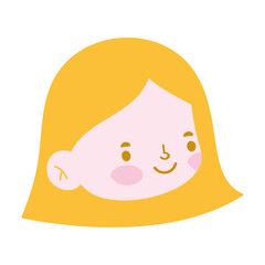 little girl face cartoon character isolated icon design white background