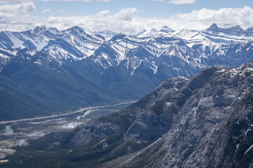 Beautiful alpine valley, shot at Mt Yamnuska trail, Canadian Rockies, Alberta, Canada