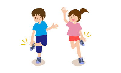 ハンドクラップエクササイズをする女性と男性