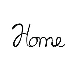 Text logo - home. Purchase, sale, rental of real estate, logo, print, design element.