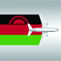 Plane and flag of Malawi for design